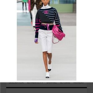Chanel Striped Sweater with Pink Accents